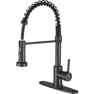 Cobbe Black Kitchen Faucet, Kitchen Faucet with Pull Down Sprayer, Stainless Steel Kitchen Sink Faucets for 1 or 3 Hole, Single Handle Spring Faucet
