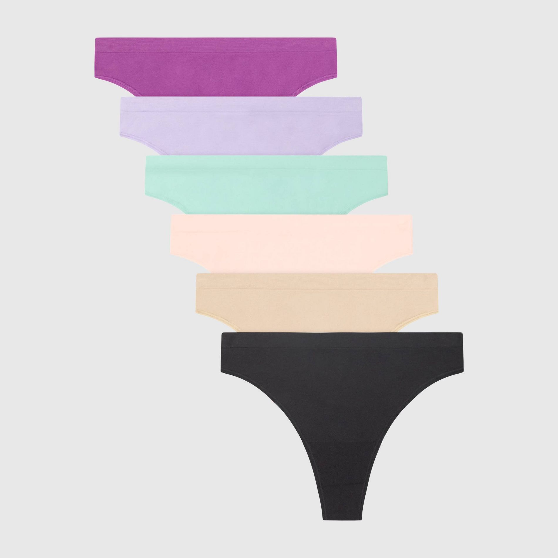 Hanes Women's 6pk Super Stretch Microfiber Comfort Flex Thong Underwear - Colors May Vary S: Solid Knit Midweight Nylon Blend