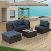 CAVINAS Patio Sofa Set, PE Rattan Outdoor Sectional Furniture with Tempered Glass Coffee Table, Modern Lawn Furniture Set for Garden - 2 of 4