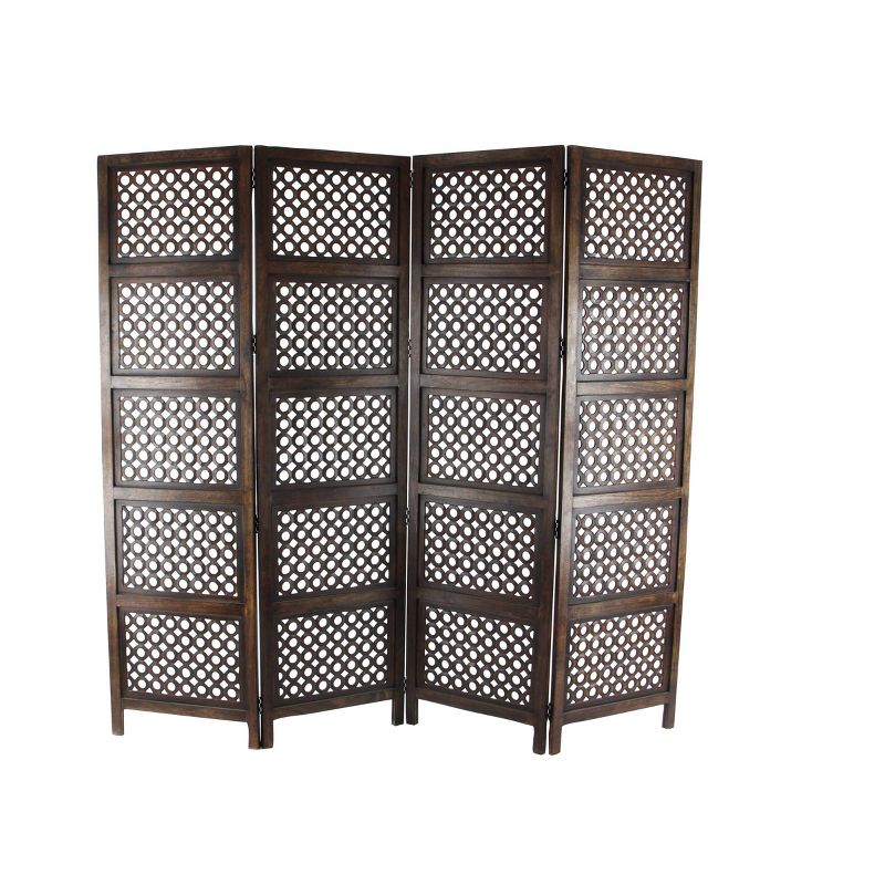 Traditional Wood Rectangle Room Divider Screen Brown - Olivia &#38; May, 6 of 11
