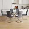 7-Piece Dining Set with Tempered Glass Table and 6 PU Armless Chairs - 3 of 4