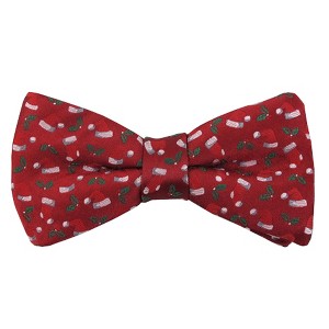 Jacob Alexander Men's Santa Hats Stockings Holly Merry Christmas Pre-Tied Adjustable Banded Bow Tie - Red - 1 of 1