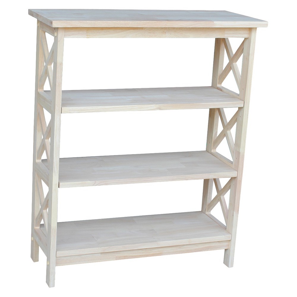 Photos - Garden & Outdoor Decoration 36" 3 Tier X-Sided Bookcase - International Concepts: Mid-Century Modern Style, Unfinished Hardwood, Metal Hardware