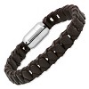 Steeltime Men's brown leather knotted bracelet with stainless steel clasp - 3 of 4