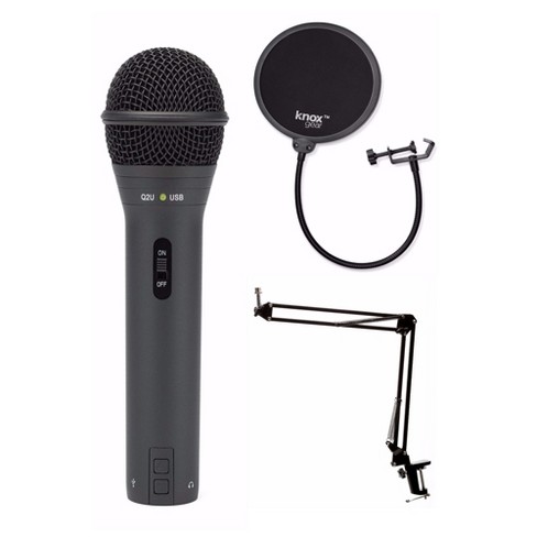 SAMSON Q2U USB+XLR Recording Podcast Dynamic Microphone+Cable+Clip+Desk  Stand