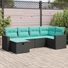 vidaXL 6-Piece Patio/Garden Sofa Set - Black Poly Rattan, Cushioned Seating, Modern Outdoor Furniture with Storage - 2 of 4