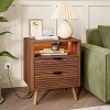 WOWLIVE Nightstand for Bedroom with LED Lights & Charging Station, Bedside Table with 2 Drawers and an Open Shelf - 2 of 4