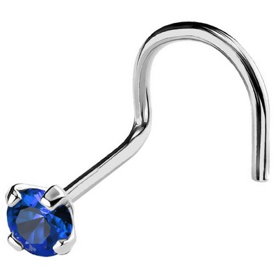 Jewelry Avalanche 22G 14K Gold Nose Screw Nose Stud with Blue Sapphire Gemstone