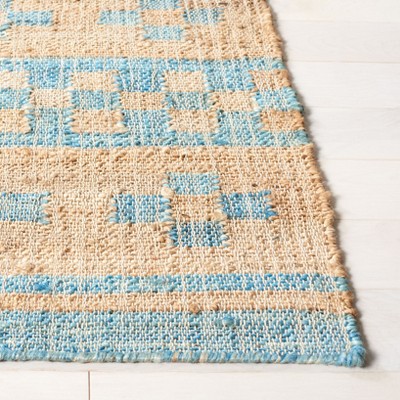 Handwoven Blue and Natural 6' x 9' Kilim Area Rug