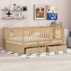 NicBex Daybed, Wooden Day Bed with Fence Guardrails and 2 Drawers, Sofa Bed Frame with Floor Bed - 2 of 4