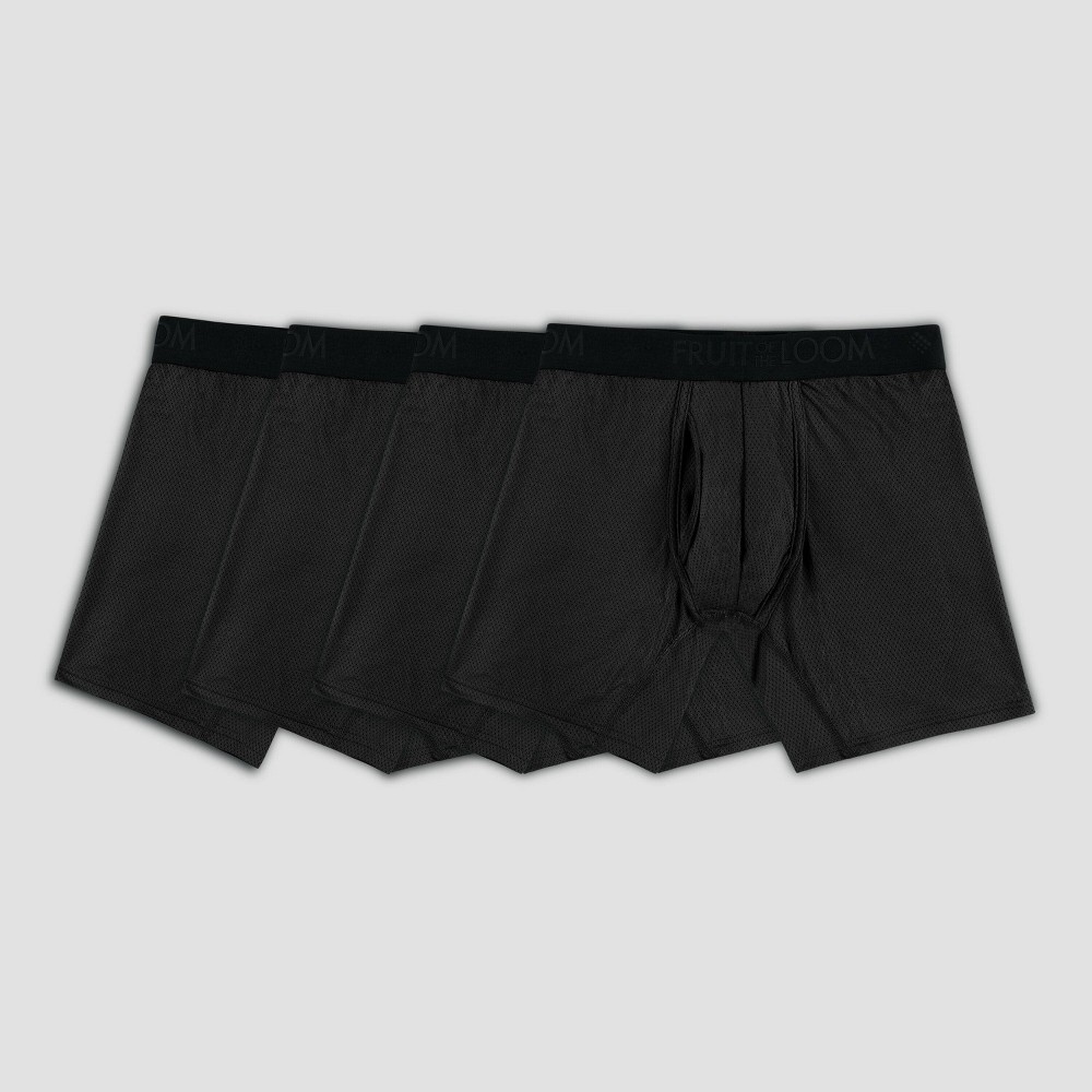 Fruit of the Loom Select Men's 4pk Breathable Friction Guard Pouch Boxer Briefs - Black XL