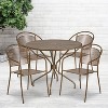 Flash Furniture Oia Commercial Grade 35.25" Round Indoor-Outdoor Steel Patio Table Set with 4 Round Back Chairs - 2 of 4
