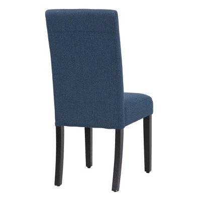 Blue Upholstered Parsons Dining Side Chair with Rubberwood Legs