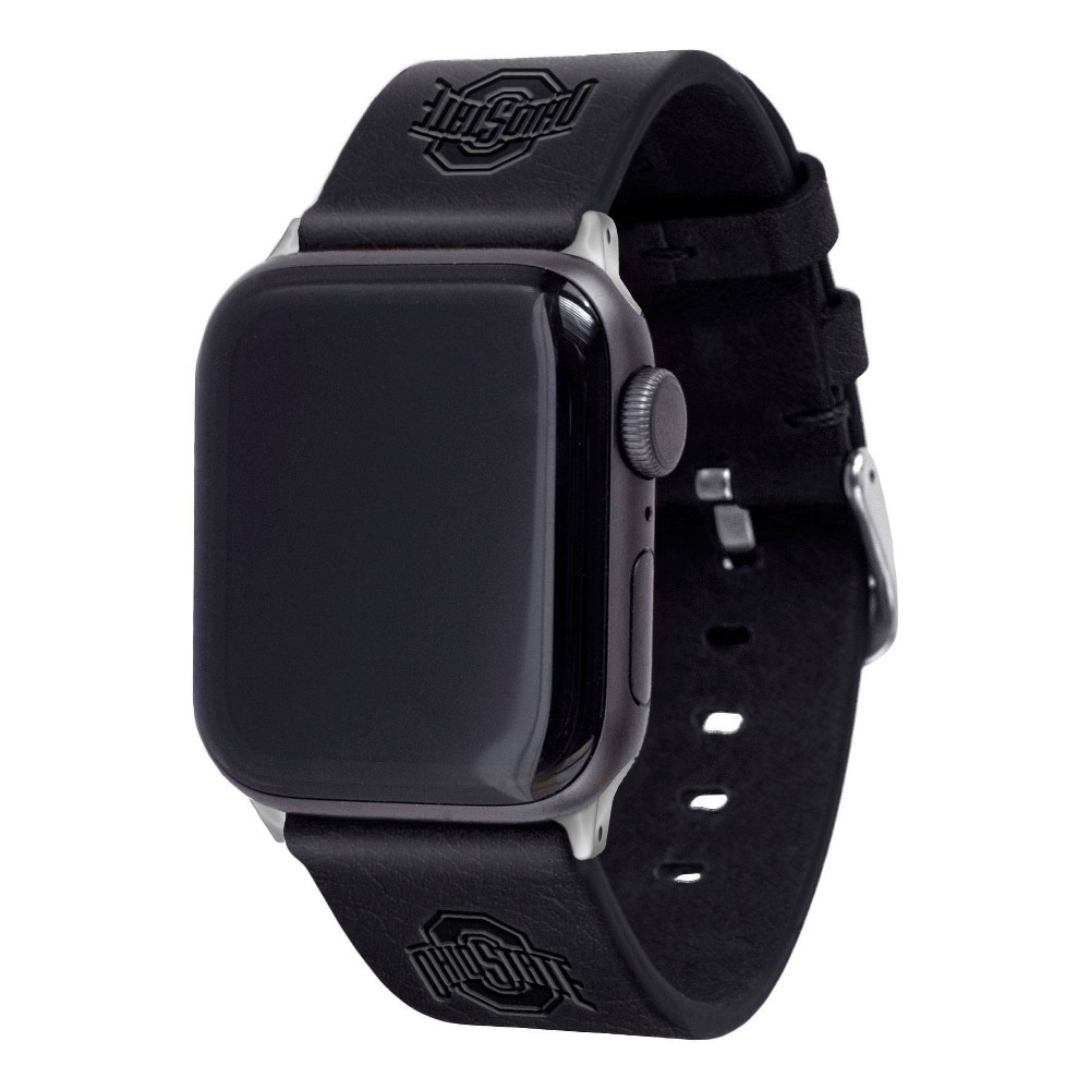 NCAA Ohio State Buckeyes Apple Watch Compatible Leather Band 42/44/45/49mm - Black