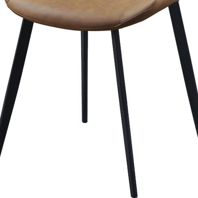 Abiram Brown Faux Leather and Metal Side Chair Set