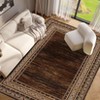 Washable Area Rug, Brown Floor Cover, Non Slip Foldable Thin Rug Distressed Geometric Bordered Carpet Kitchen Rug for Living Room Bedroom - 2 of 4