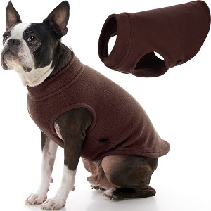 Gooby Stretch Fleece Vest Dog Sweater Brown, Large - 1 of 2