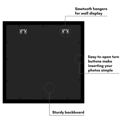 Black 24x24 Picture Frame with Oversized Mat and Plexiglass Front