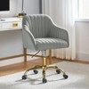 Alex Velvet Height-adjustable Swivel Task Office Chair with Channel-tufted Back and Gold Metal Base | Karat Home - image 2 of 4