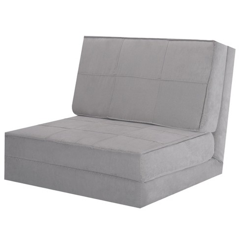 Costway Convertible Fold Down Chair Flip Out Lounger Sleeper Bed Couch Grey