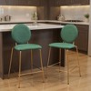 HomeRoots Set of Two 26" Green and Gold Velvet and Steel Counter Height Bar Chairs - 2 of 4