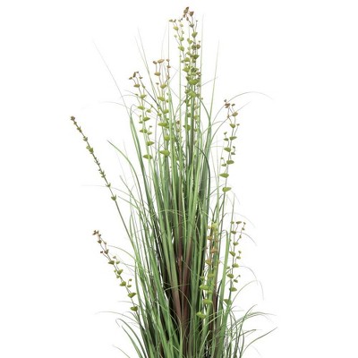 62" Potted Green Plastic Grass and Eucalyptus Stems