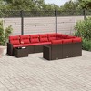 vidaXL 11 Piece Garden Sofa Set with Cushions Brown and Red Poly Rattan - 2 of 4