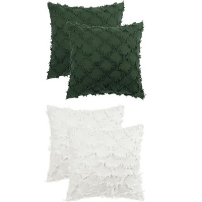 Unique Bargains Decorative Cozy Solid Color Cut Flower Checkered Throw Pillow Covers 4 Pcs
