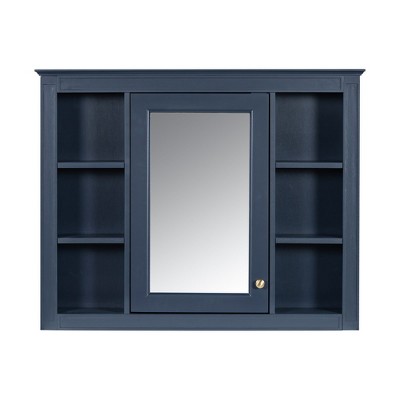 NicBex Bathroom Wall Mount Storage Cabinet Mirror Medicine Cabinet with Single Door & 6 Shelves