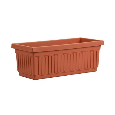 HC Companies 30 Inch Long Fluted Plastic Venetian Garden Window Container Planter Box for Indoor or Outdoor Flowers, Vegetables, or Succulents (Clay)