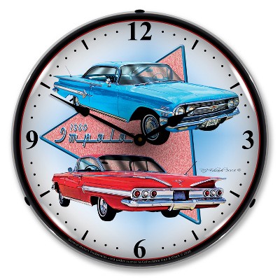 Collectable Sign & Clock | 1960 Impala LED Wall Clock Retro/Vintage, Lighted