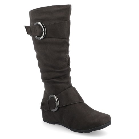 Journee Collection Womens Jester-01 Hidden Wedge Riding Boots Grey 6.5 ...
