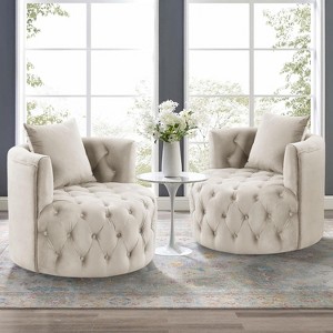 Bestier Swivel Barrel Chair Set of 2  Accent Chairs for Living Room Bedroom - 1 of 4