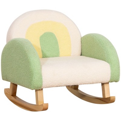 NicBex Toddler Rocking Chair Solid Wood Frame, Faux Lambswool Fabric, Kids Armchair for Nursery & Playroom, Non-Toxic for Ages 1-3 Years