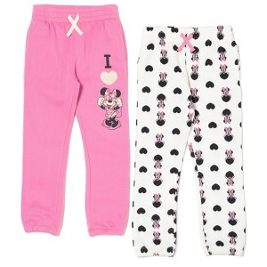 Disney Minnie Mouse Girls Fleece 2 Pack Jogger Pants Little Kid - 1 of 4
