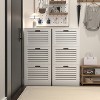 TIRAMISUBEST Farmhouse Shoe Cabinet - White Wood 3-Door Organizer, Adjustable Shelves for Entryway/Mudroom (20"W) - 3 of 4
