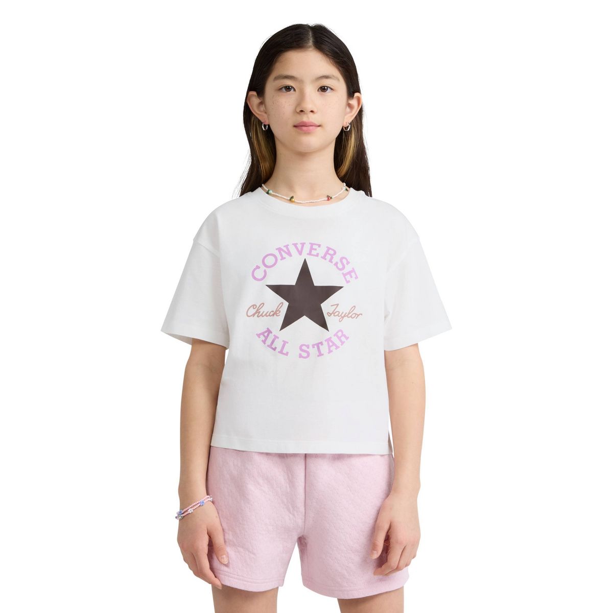 Converse® Girls' Short Sleeve Boxy Graphic T-Shirt - White - thumbnail 5