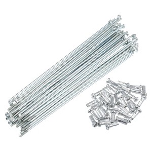 Unique Bargains 14G J Bend Bicycle Galvanized Spokes 36 Pcs - 1 of 4