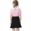 Girls Cute Tops Peter Pan Collar with Cute Bow Puff Short Sleeve Kids Fashion Shirts Summer Top Keyhole Tops Girls Blouse - Pink,5-6 Years - 2 of 4