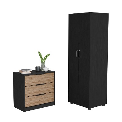 NicBex Armoire Wardrob + Dresser with Double Doors & Shelves & Drawers for Bedroom