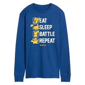 Men's - Pokémon - Eat Sleep Battle Repeat Long Sleeve Graphic T-Shirt - 1 of 4