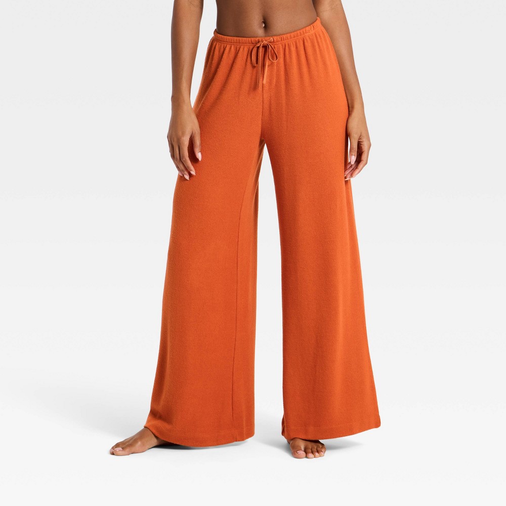 Women's Lightweight Hacci Wide Leg Pants - Auden™ Rust S