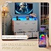 8 Dresser TV Stand with Power Outlets, Led Dresser for Bedroom, Fabric Chest of Drawers with Double Open Shelves, Wood Top, Steel Frame - 4 of 4