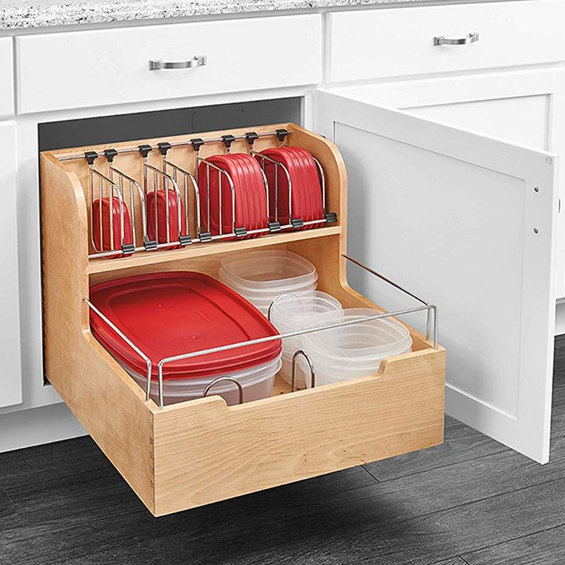 Rev-A-Shelf 4FSCO Kitchen Food Storage Container Organizer Soft Close for Cabinets with Dividers, and Blumotion Slides, Natural, 2 of 7