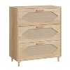 3 Drawer Rattan Dresser for Bedroom, Rattan Modern Dresser Wood Chest of Drawers, Wooden Storage Cabinets - 2 of 4