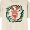 Christmas Critters Cartoon Deer Wreath Crew Neck Short Sleeve Natural Adult T-shirt - 2 of 2
