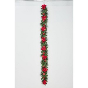 Acekool Frosted Holiday Decor Set with Wreath, Garlands, and Swags, Pinecone and Berry Accents, Indoor Outdoor Decoration - 1 of 4