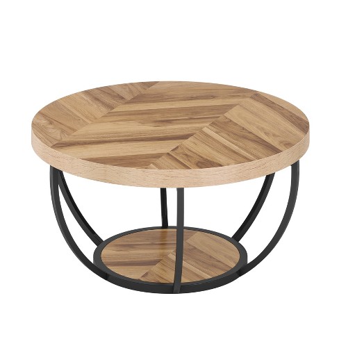 Tribesigns Round Coffee Table Wood Grain & Black : Target