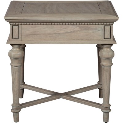 Gray Rectangular Wood End Table with Drawer