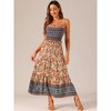 INSPIRE CHIC Women's Summer Spaghetti Strap A-Line Flowy Smocked Midi Boho Floral Sundresses - 3 of 4